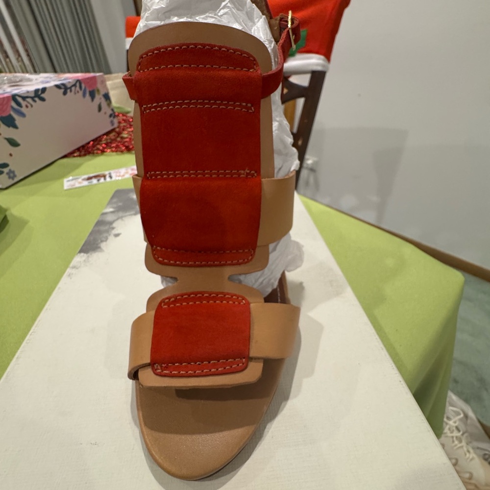Stylish Red and Tan Women's Sandals